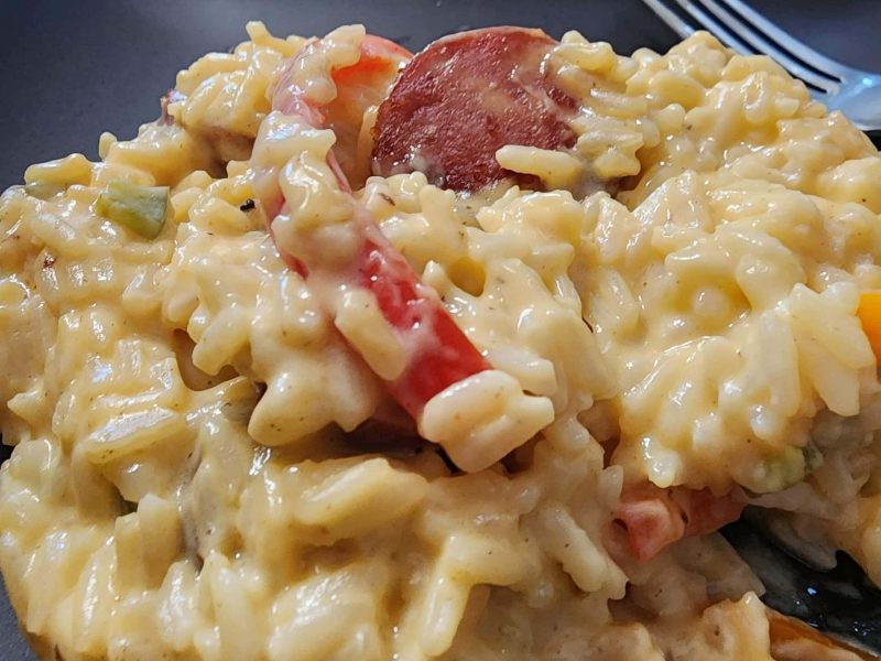 One Pot Sausage & Cheesy Rice